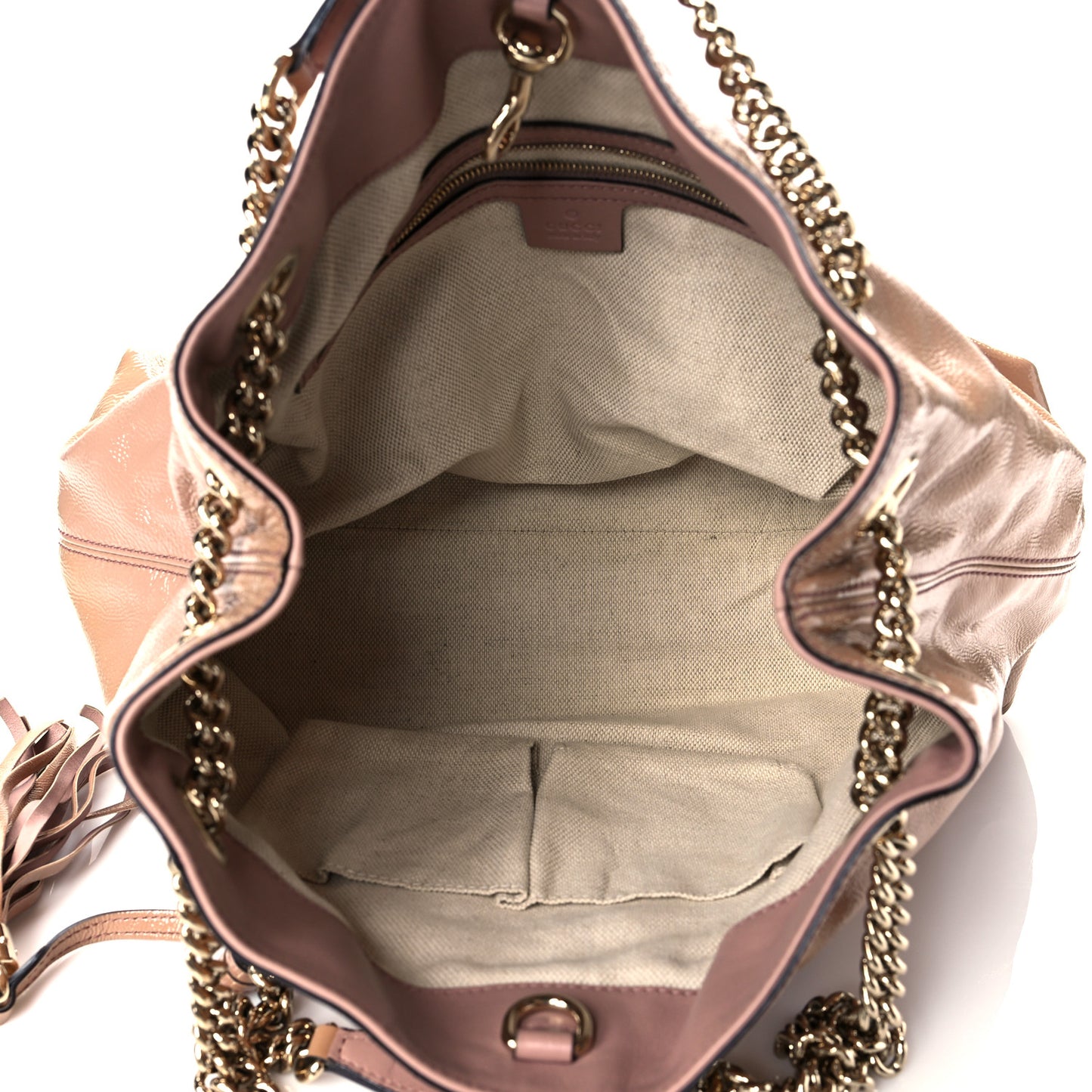 Patent Medium Soho Chain Shoulder Bag Dark Cipria