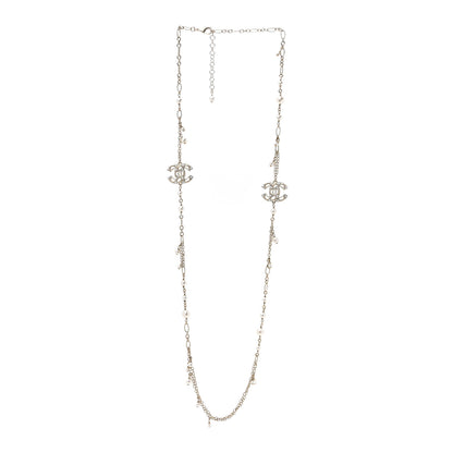 Chanel Pearl Crystal CC Long Necklace Light Gold 2 of 5