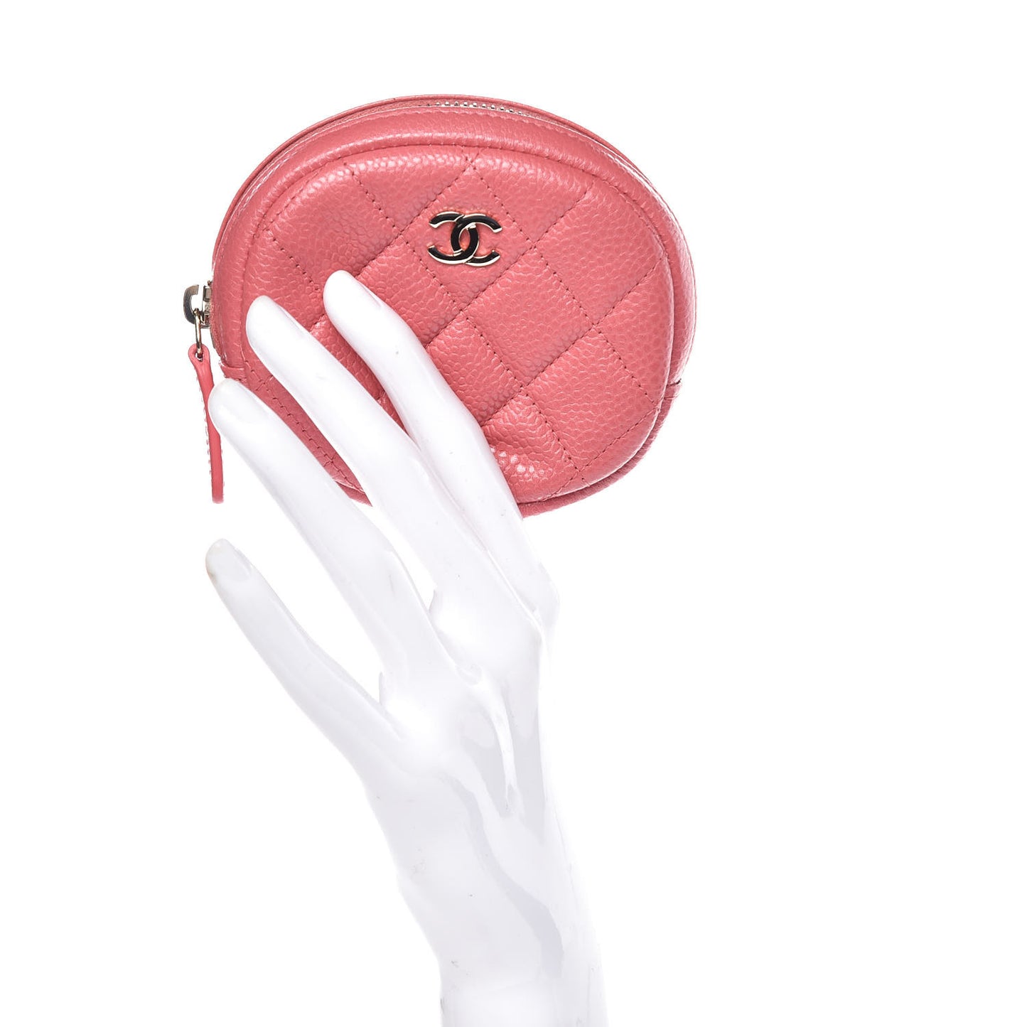 Caviar Quilted Zip Around Classic Coin Purse Pink