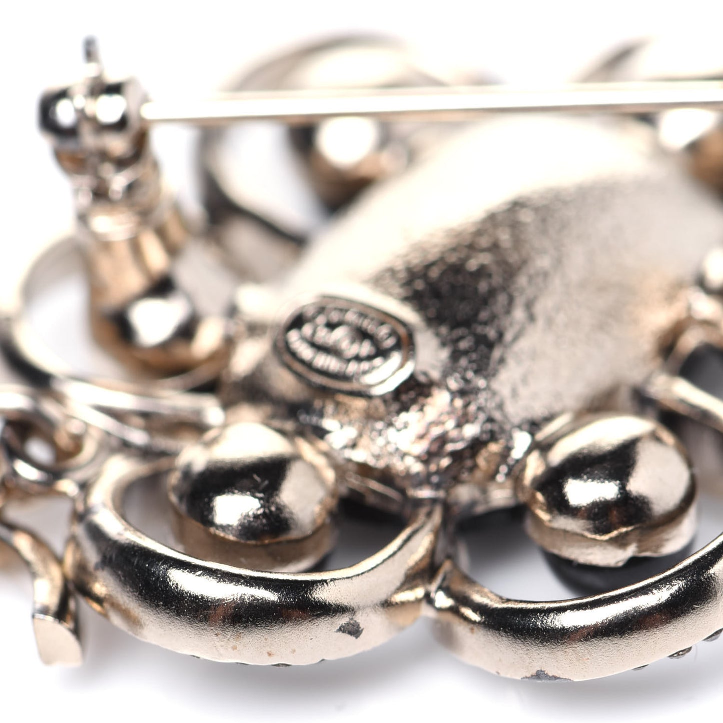 Crystal Pearl Crystal Blossom CC Brooch Black Gold