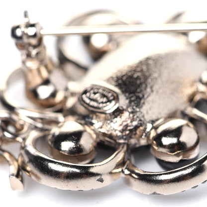 Chanel Crystal Pearl Crystal Blossom CC Brooch Black Gold 8 of 8
