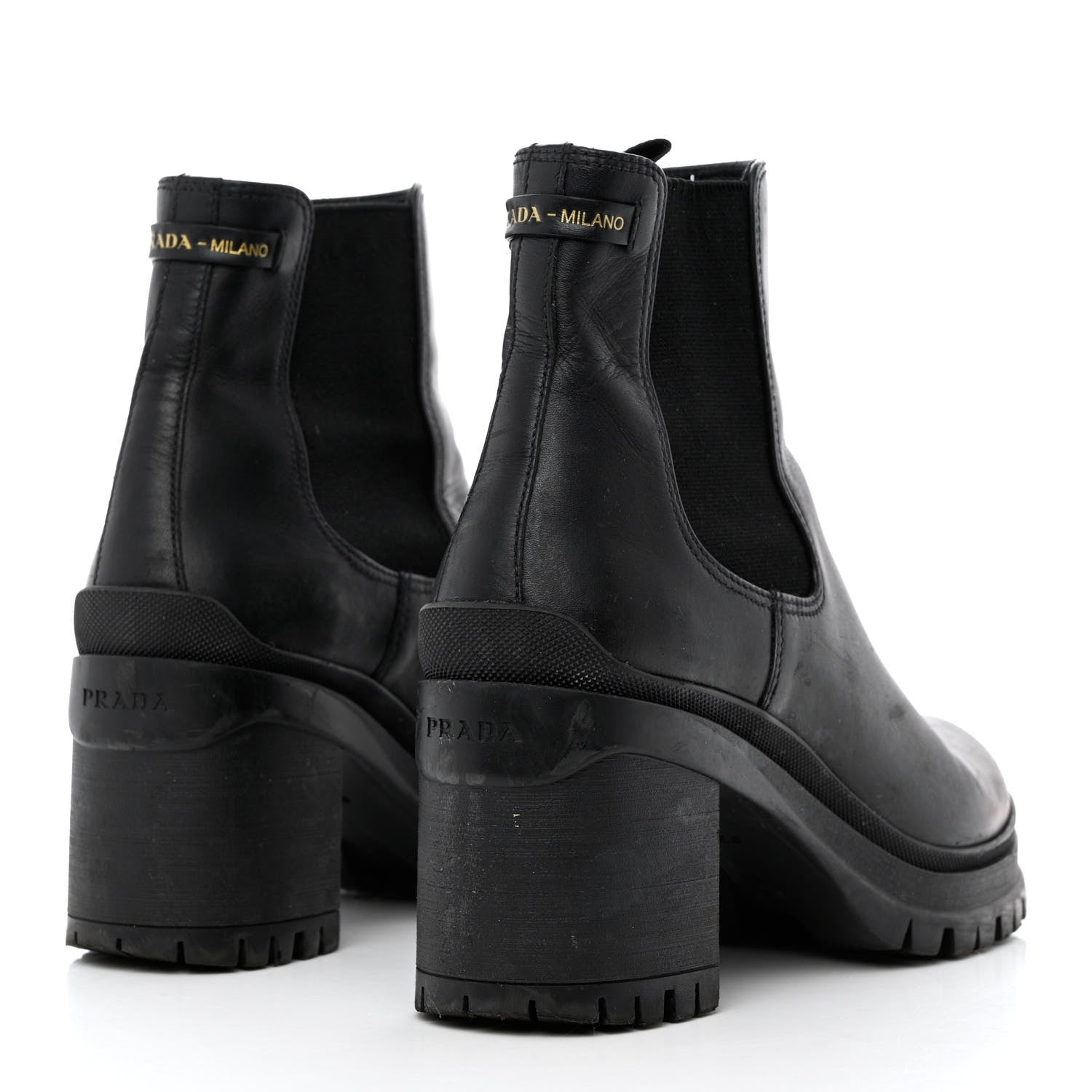 Prada Vitello Montana Lug Sole Chelsea 55mm Boots 40 Black 4 of 11