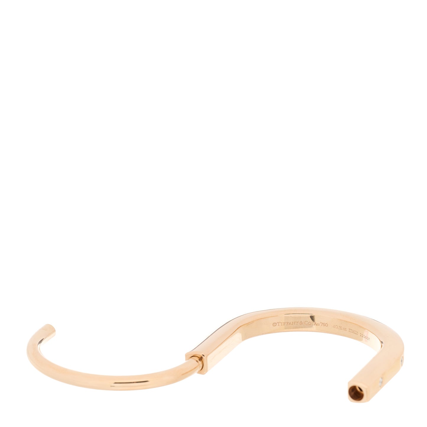 18K Rose Gold Diamond Tiffany Lock Bangle Bracelet