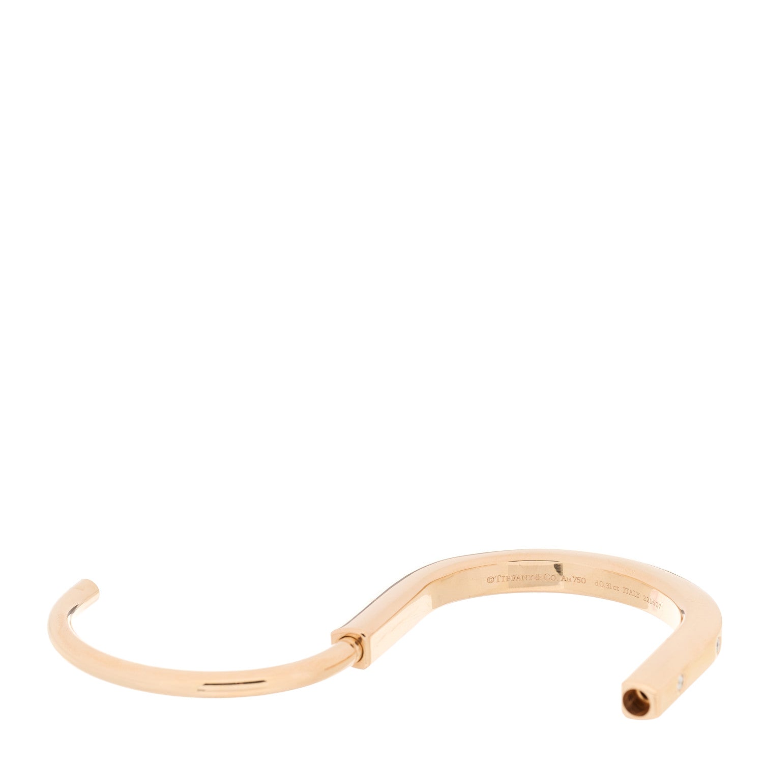 Tiffany 18K Rose Gold Diamond Tiffany Lock Bangle Bracelet 6 of 6