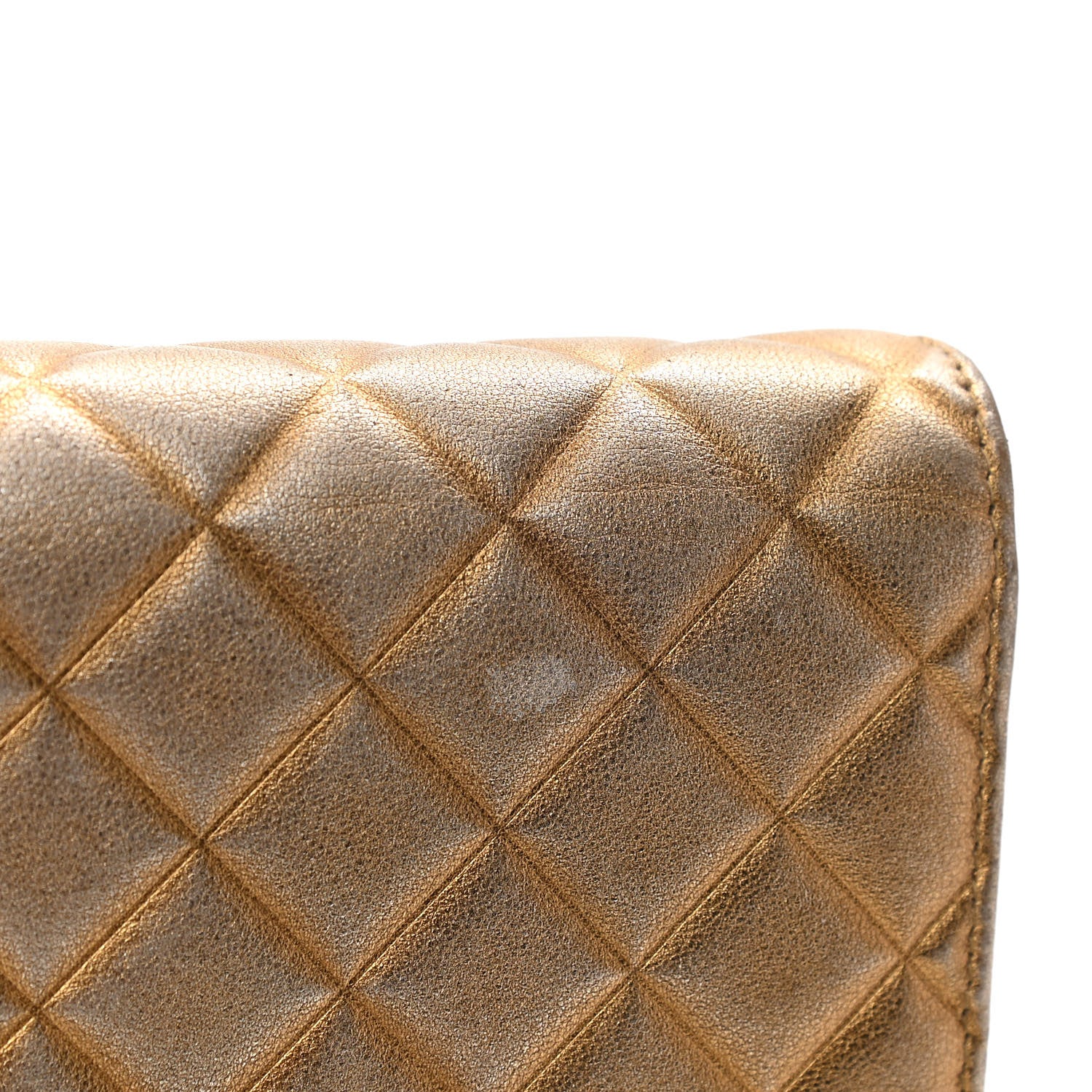 Chanel Metallic Lambskin Quilted Diamond CC Wallet On Chain WOC Bronze 9 of 11
