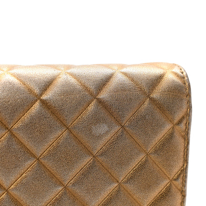Chanel Metallic Lambskin Quilted Diamond CC Wallet On Chain WOC Bronze 9 of 11