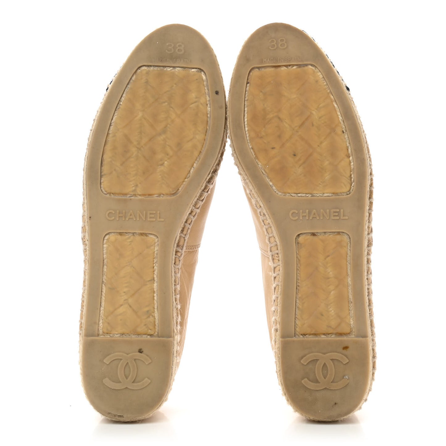 Lambskin CC Espadrilles 38 Beige Black