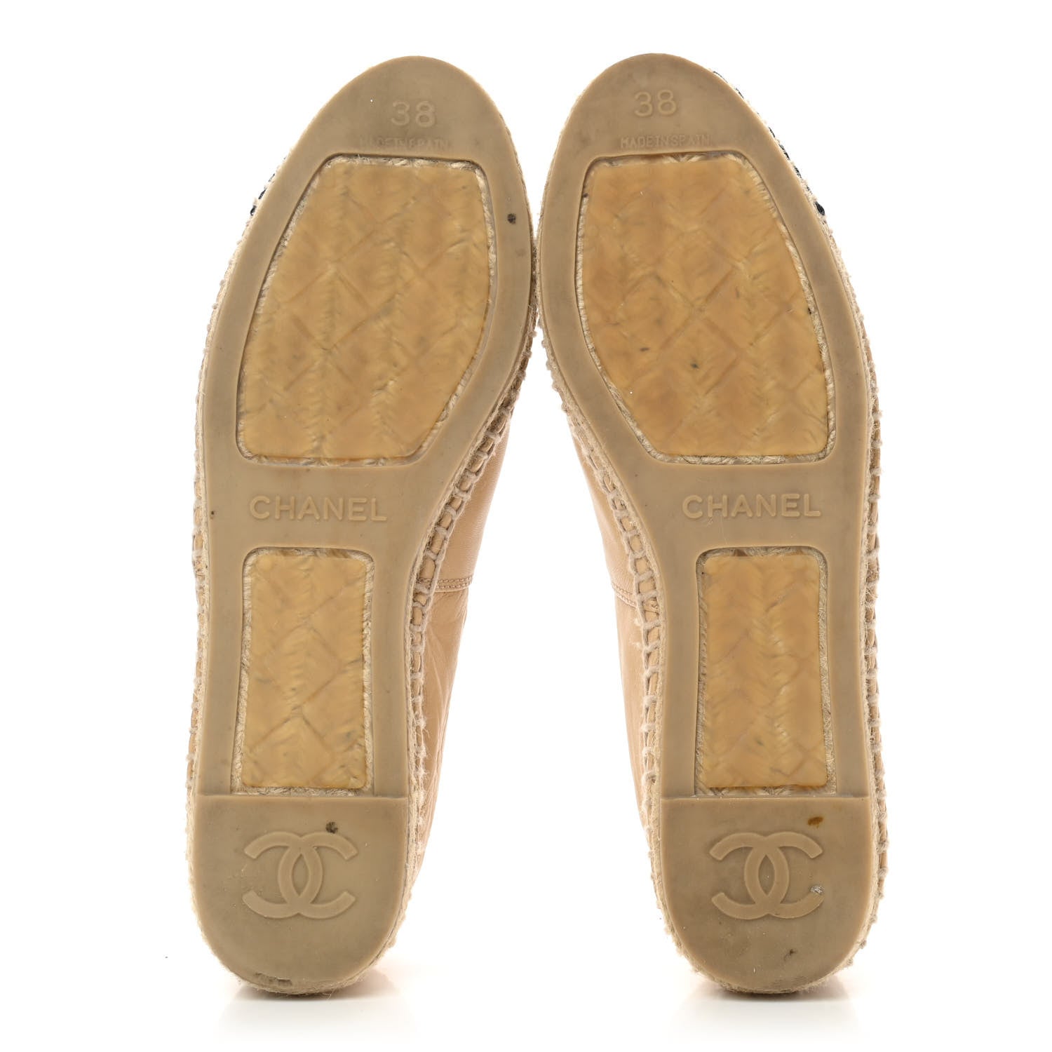 Chanel Lambskin CC Espadrilles 38 Beige Black 5 of 11