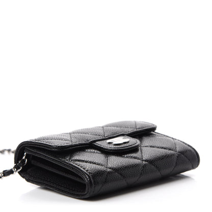 Chanel Caviar Quilted Flap Card Holder On Chain Black 4 of 12