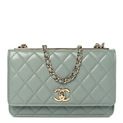 Chanel Lambskin Quilted Trendy CC Wallet On Chain WOC Light Blue 1 of 12