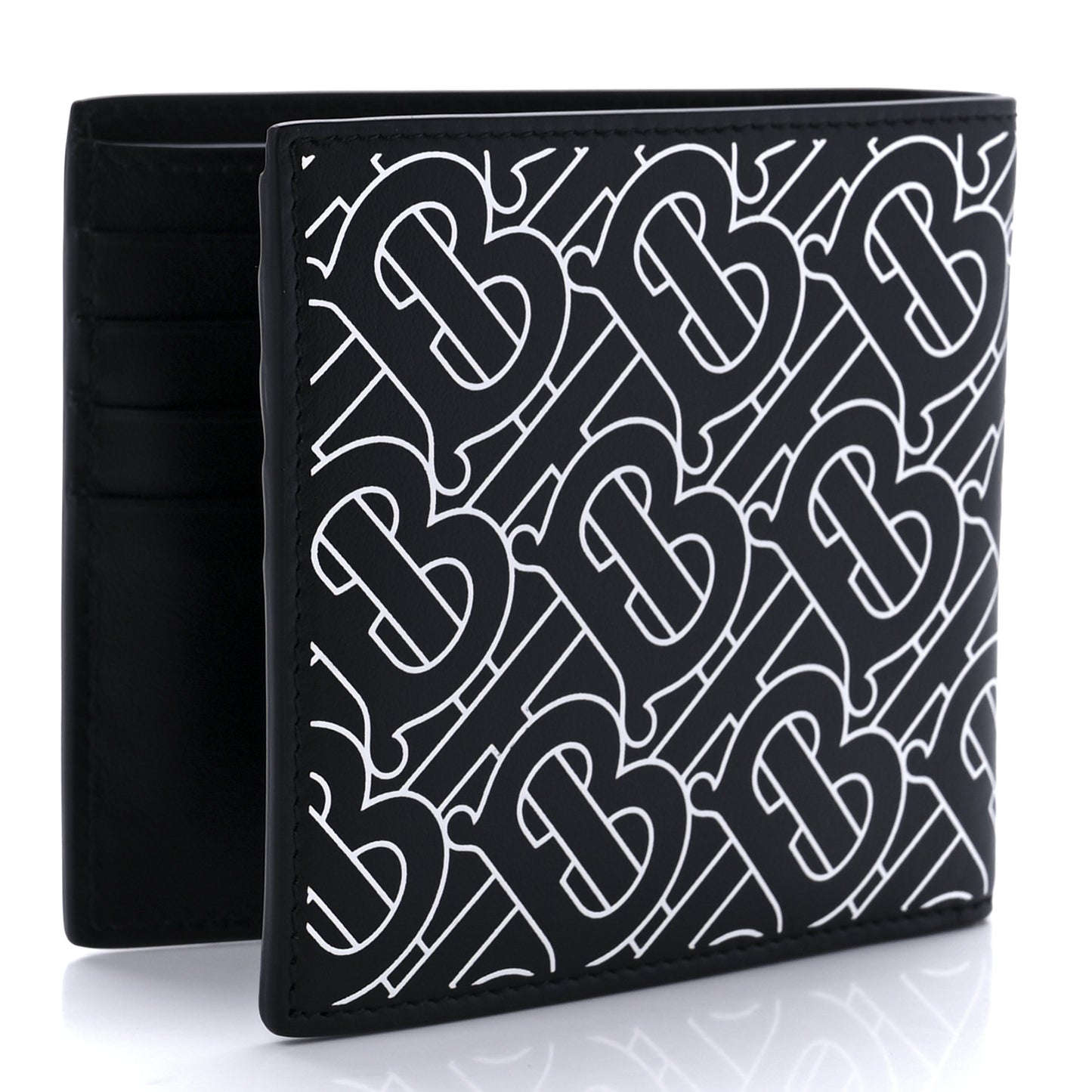 Calfskin Embossed Monogram Bi-Fold Wallet Black White