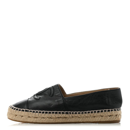 Chanel Lambskin CC Espadrilles 38 Black 1 of 8