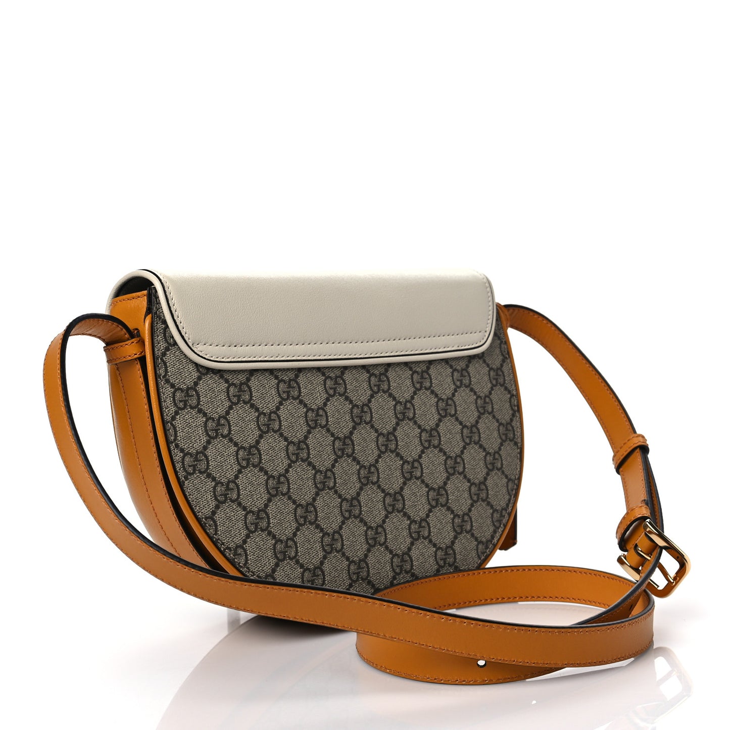 GG Supreme Monogram Calfskin Small Padlock Messenger Shoulder Bag Beige Mystic White Sun Oil