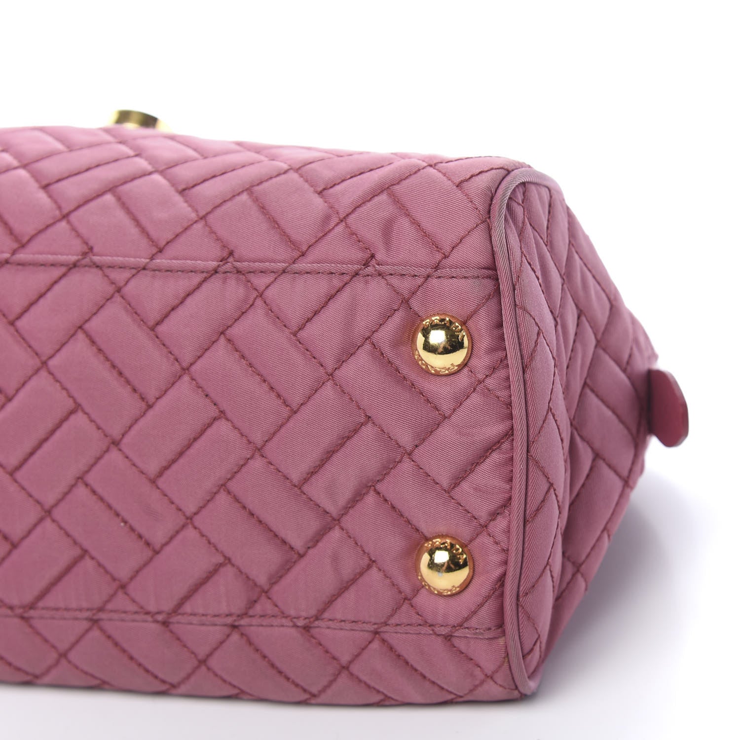 Prada Nylon Tessuto Impunture Quilted Flap Pink 10 of 10