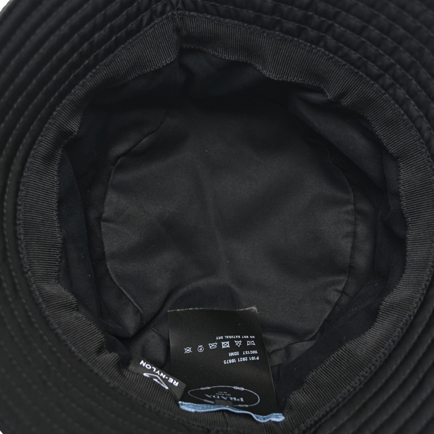 Prada Re-Nylon Metal Triangle Logo Womens Bucket Hat M Black 6 of 7