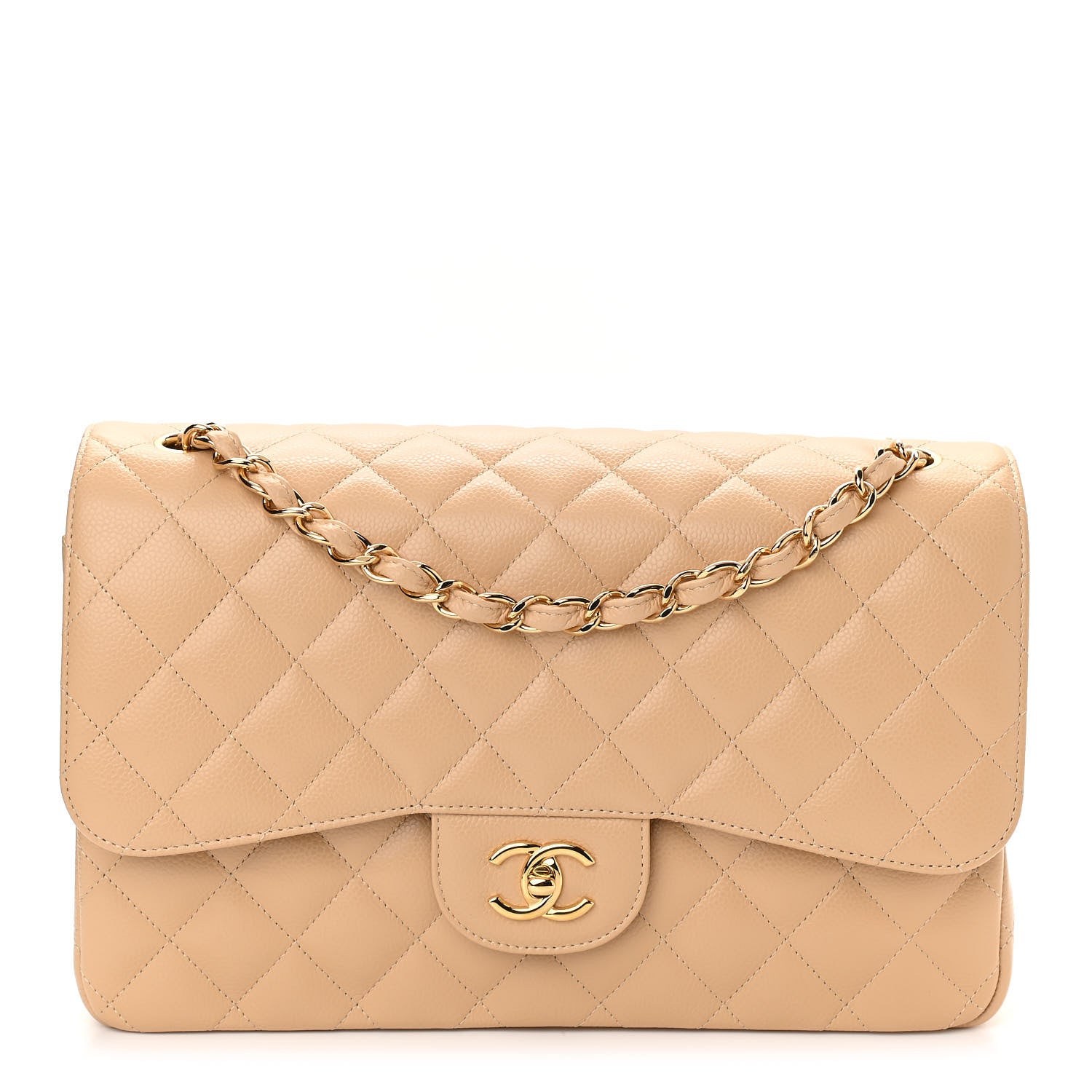 Chanel Caviar Quilted Jumbo Double Flap Beige 1 of 11