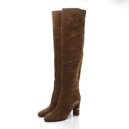 Jimmy Choo Suede Maira 80 Knee High Boots 41 Khaki Brown 3 of 7