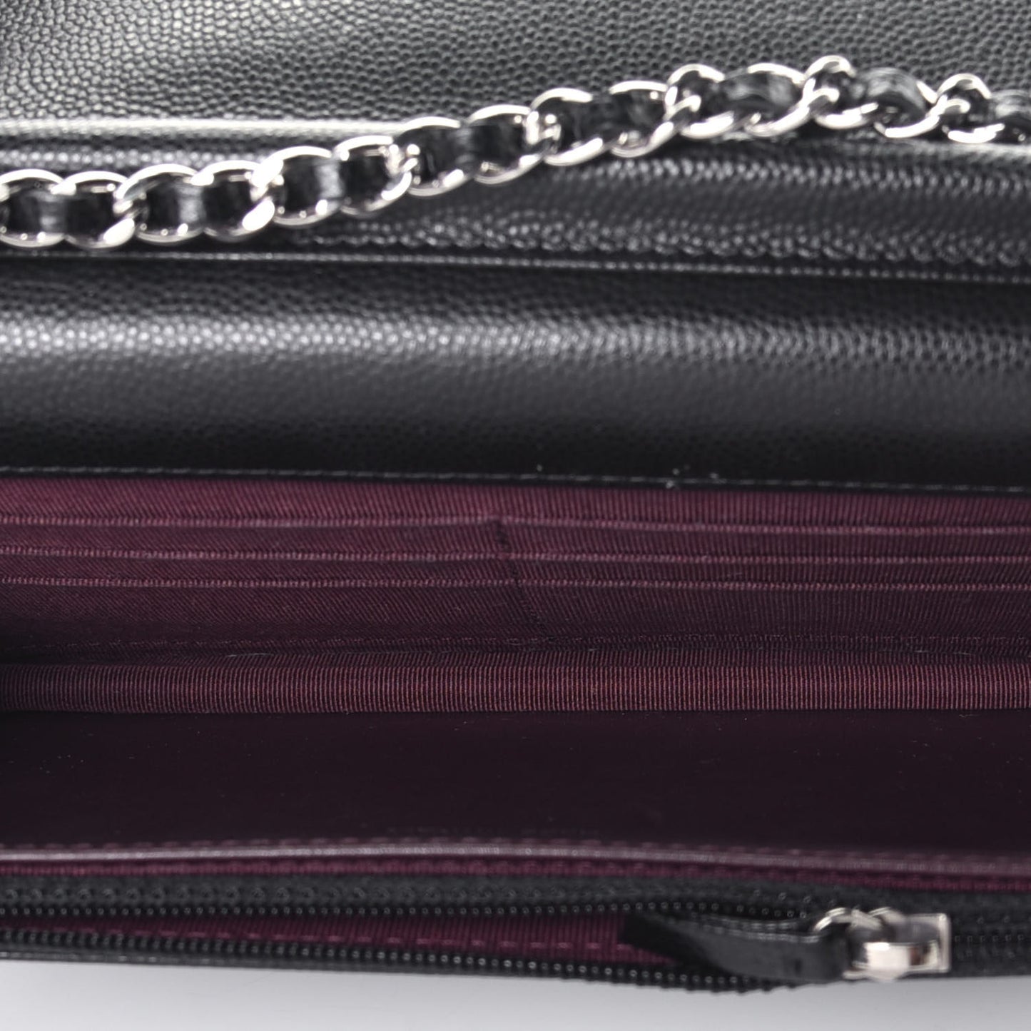 Caviar Chevron Quilted Wallet On Chain WOC Black