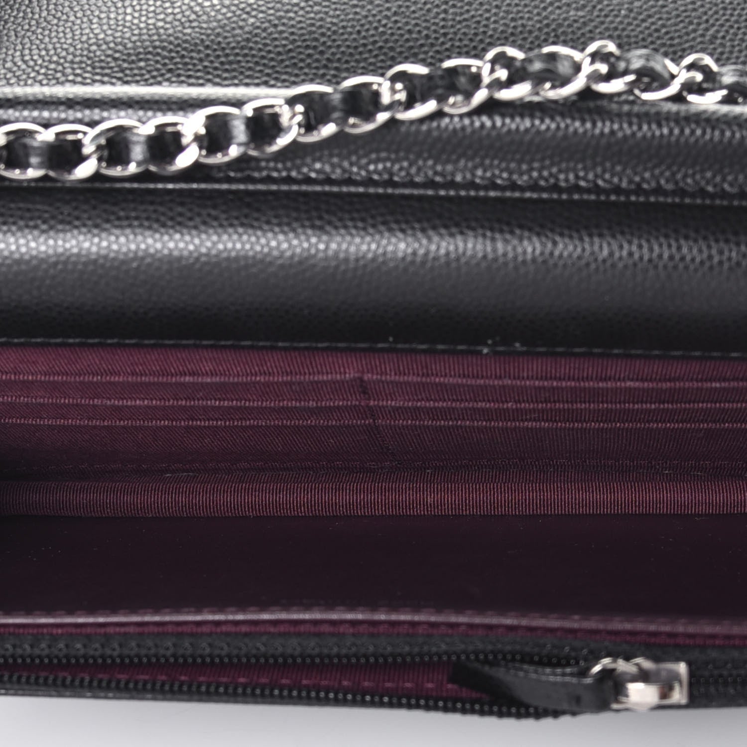 Chanel Caviar Chevron Quilted Wallet On Chain WOC Black 5 of 9
