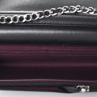 Chanel Caviar Chevron Quilted Wallet On Chain WOC Black 5 of 9