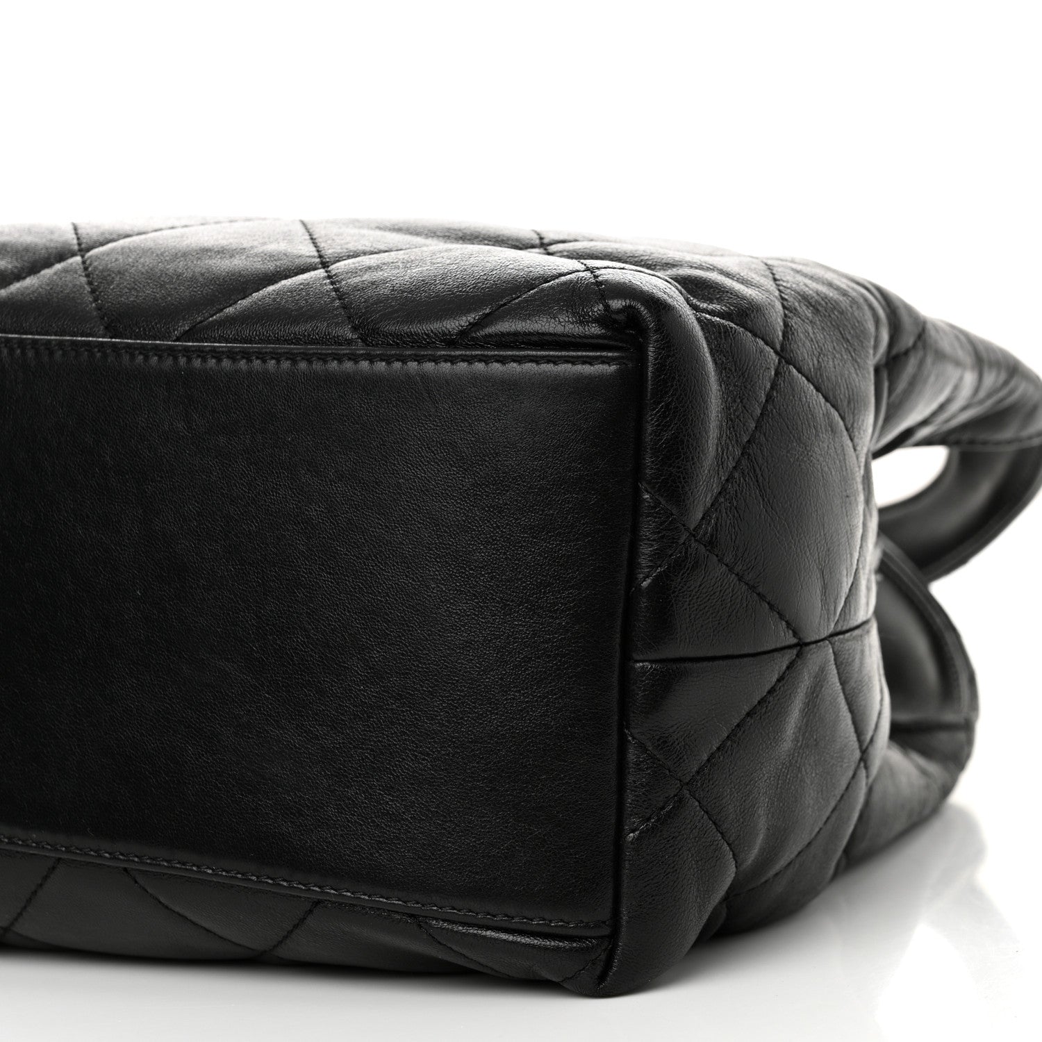 Chanel Shiny Lambskin Quilted CC Belt Shopping Bag Black Black 10 of 11