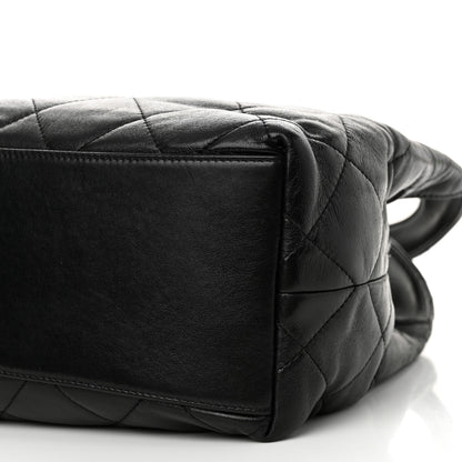 Chanel Shiny Lambskin Quilted CC Belt Shopping Bag Black Black 10 of 11