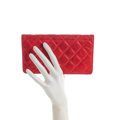Chanel Crinkled Calfskin Quilted Yen Wallet Red 2 of 8