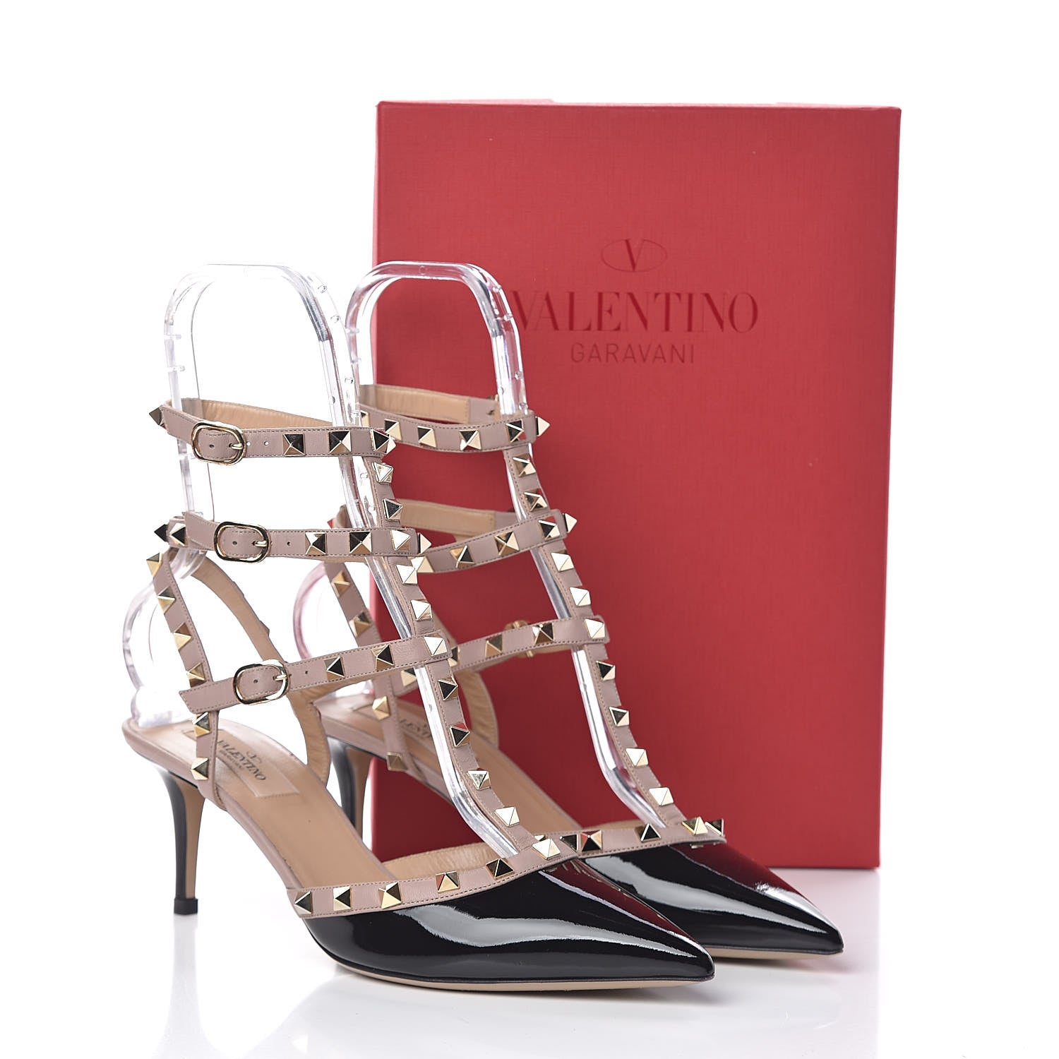 Valentino Garavani Patent Nappa Rockstud Ankle Strap 65mm Pumps 40 Black Poudre 16 of 16