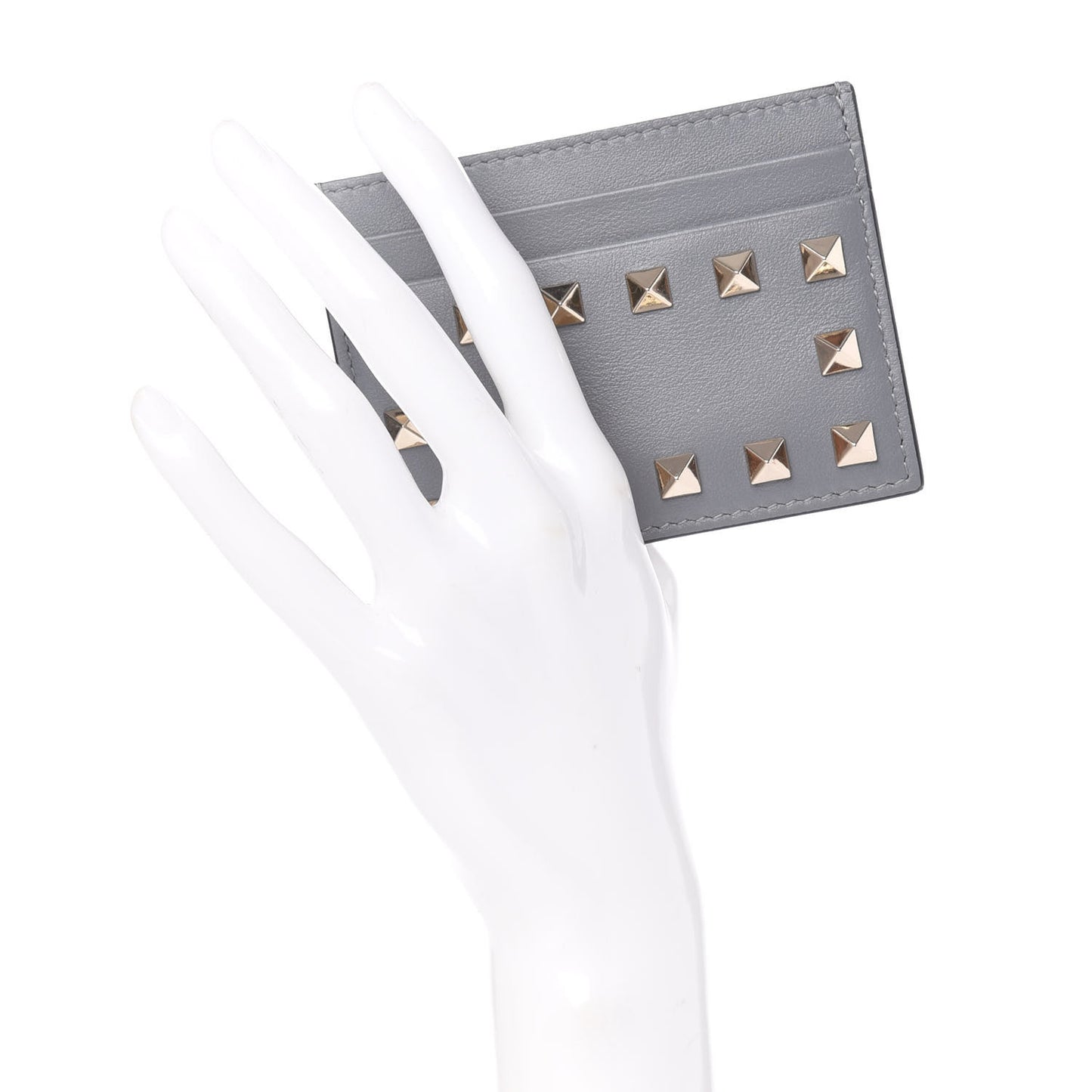 Vitello Rockstud Card Holder Grey