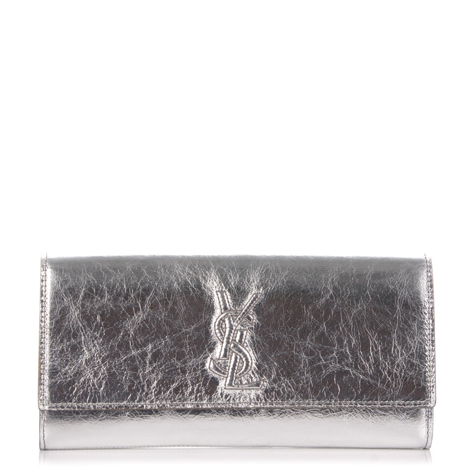 Saint Laurent Metallic Textured Calfskin Small Belle De Jour Clutch Silver 1 of 7