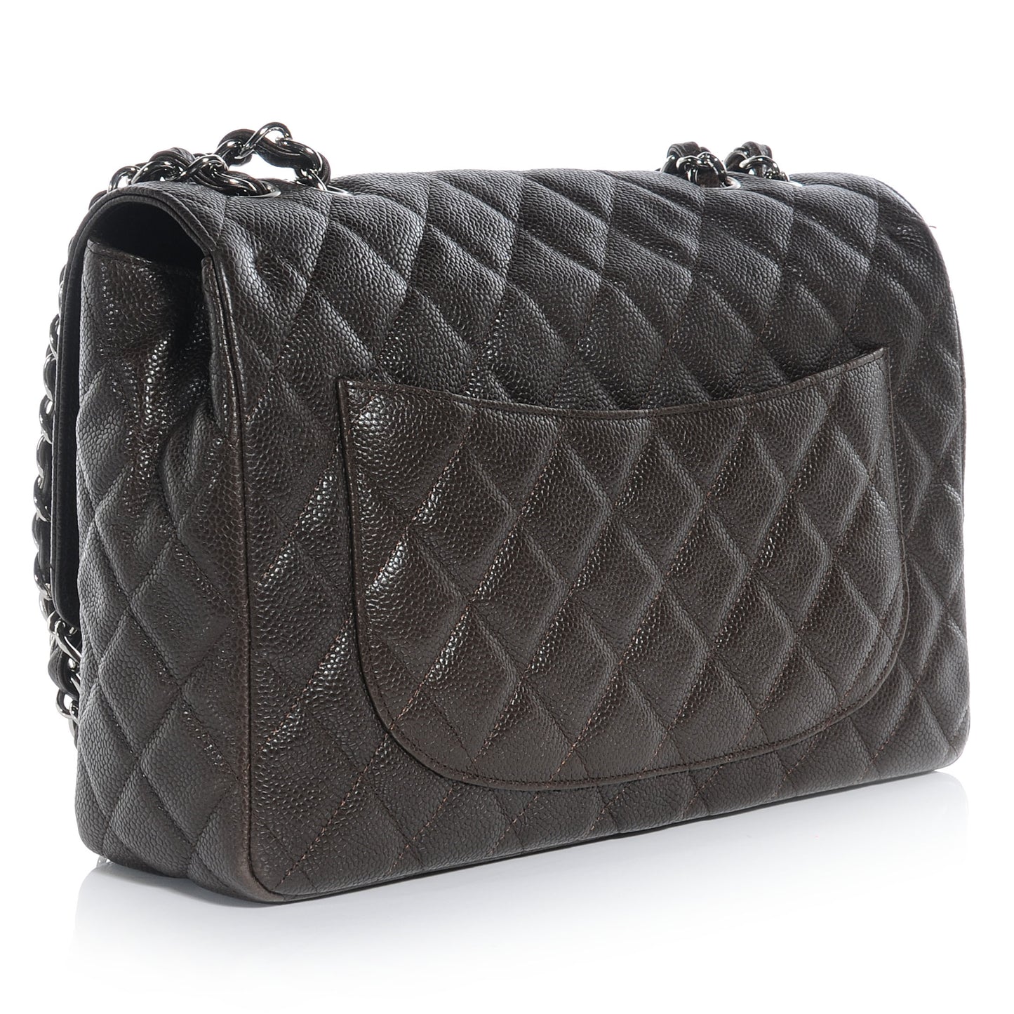 Caviar Jumbo Single Flap Dark Brown