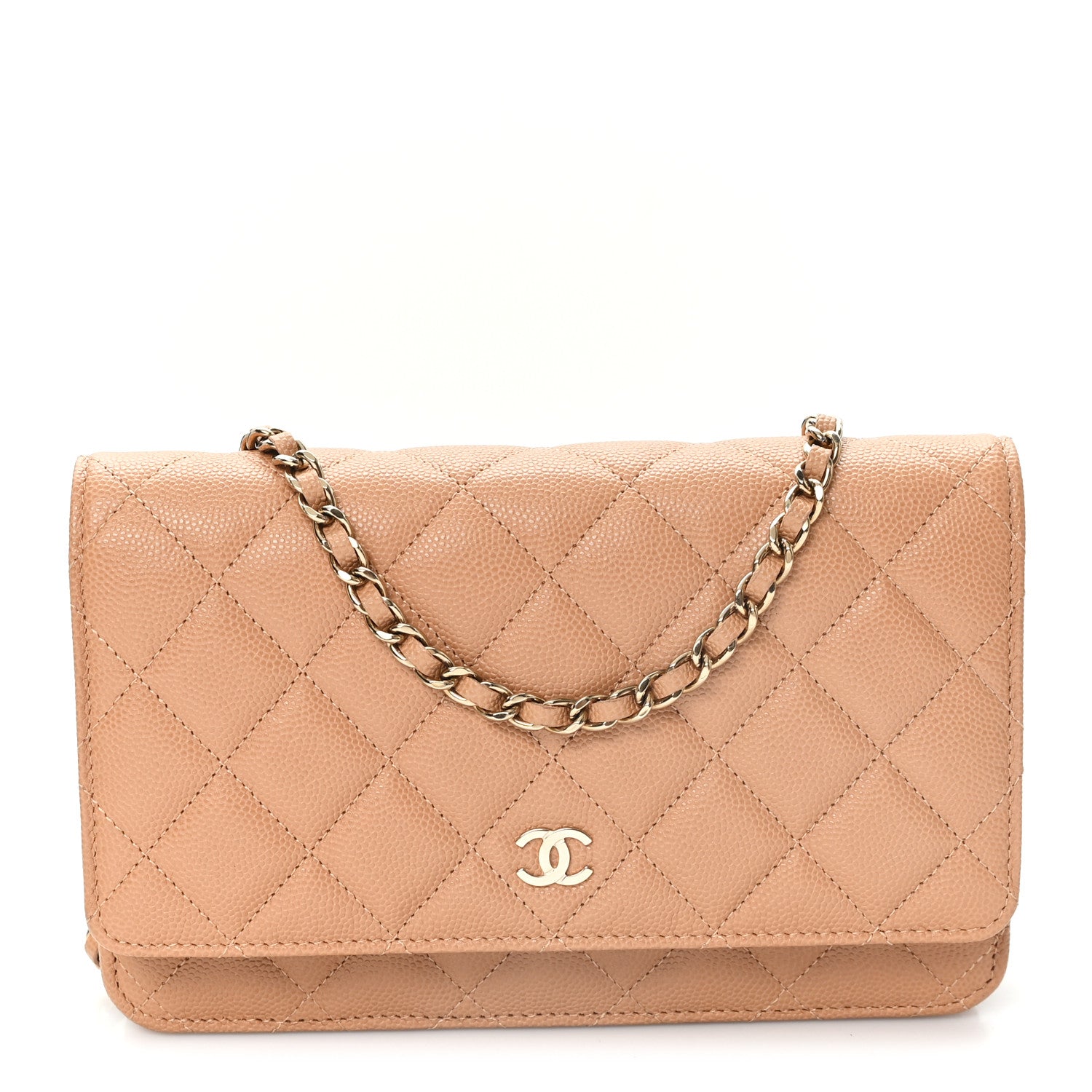 Chanel Caviar Quilted Wallet On Chain WOC Beige 1 of 12