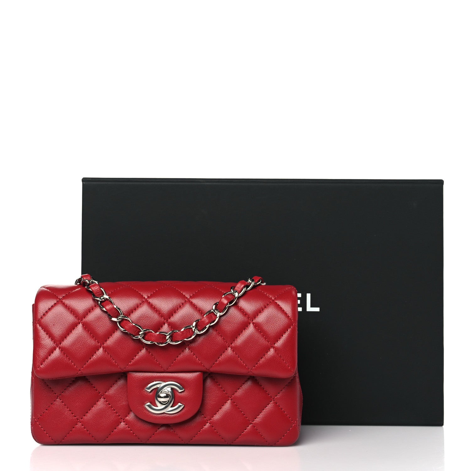 Chanel Lambskin Quilted Mini Rectangular Flap Red 12 of 12