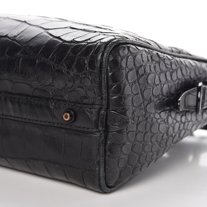 3.1 Phillip Lim 3.1 Calfskin Crocodile Embossed Small Ryder Satchel Tote Bag Black 10 of 12