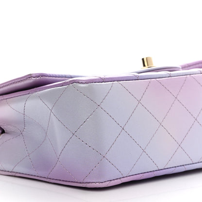 Chanel Lambskin Quilted Tie Dye Ombre Mini Rectangular Flap Purple Blue Pink 9 of 11
