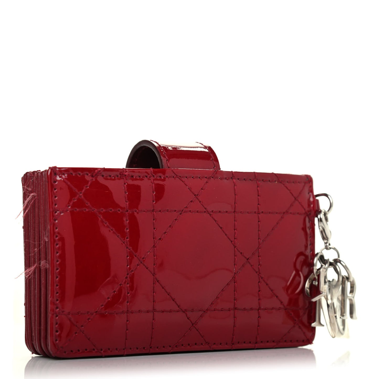 Patent Cannage Lady Dior 5-Gusset Card Holder Scarlet