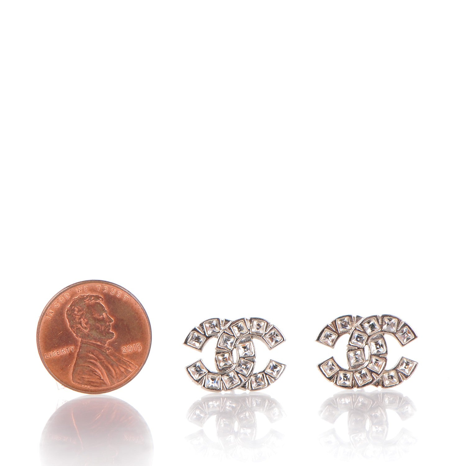 Chanel Baguette Crystal CC Earrings Silver 2 of 4