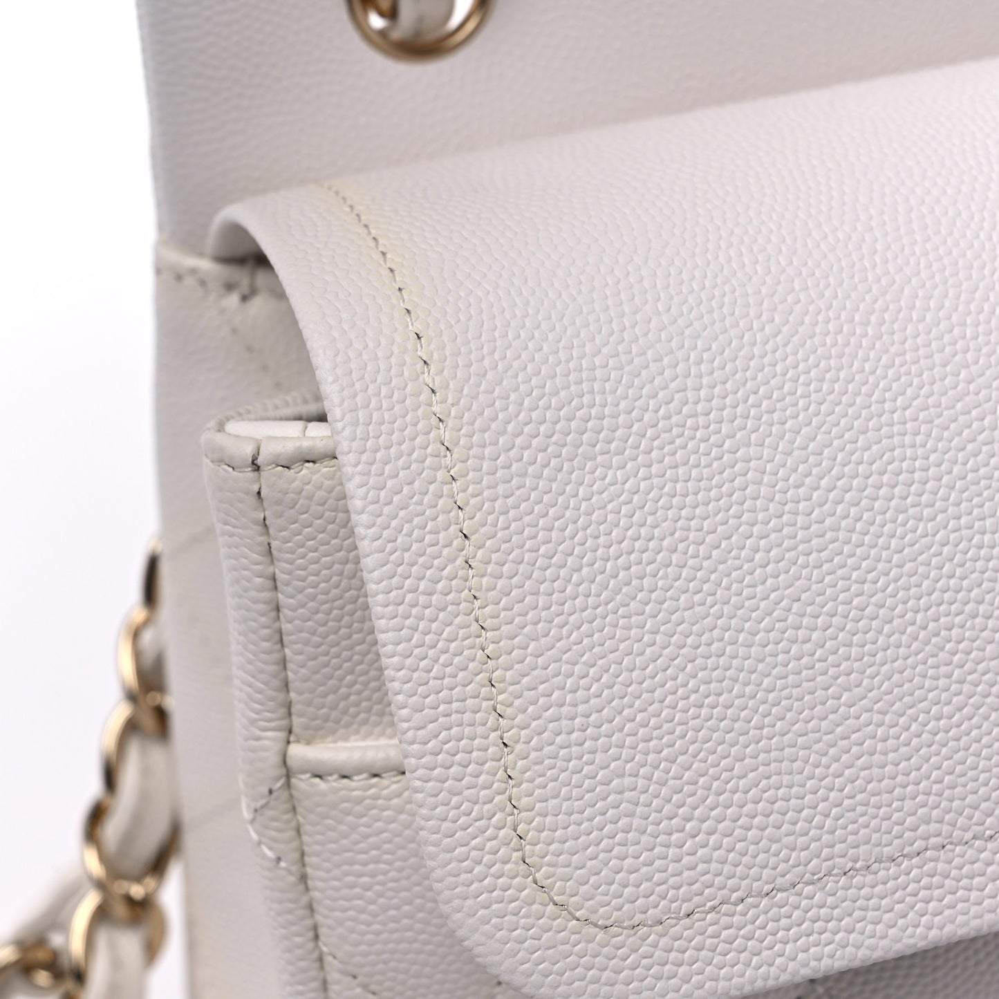 Caviar Quilted Jumbo Double Flap White