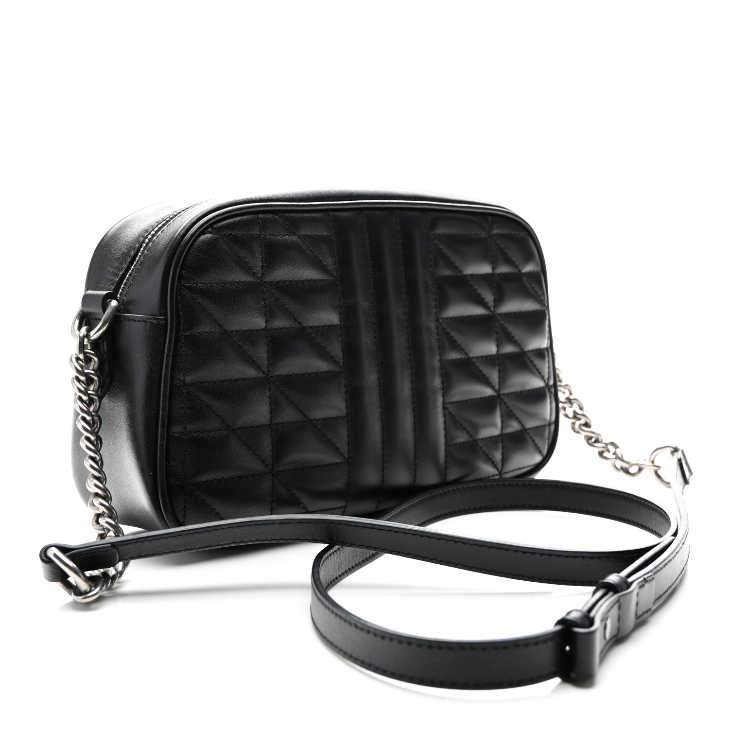 Gucci Calfskin Matelasse Aria Small GG Marmont Chain Shoulder Bag Black 3 of 11