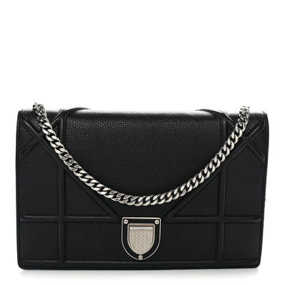 Christian Dior Grained Calfskin Diorama Wallet on Chain Pouch Black 1 of 11