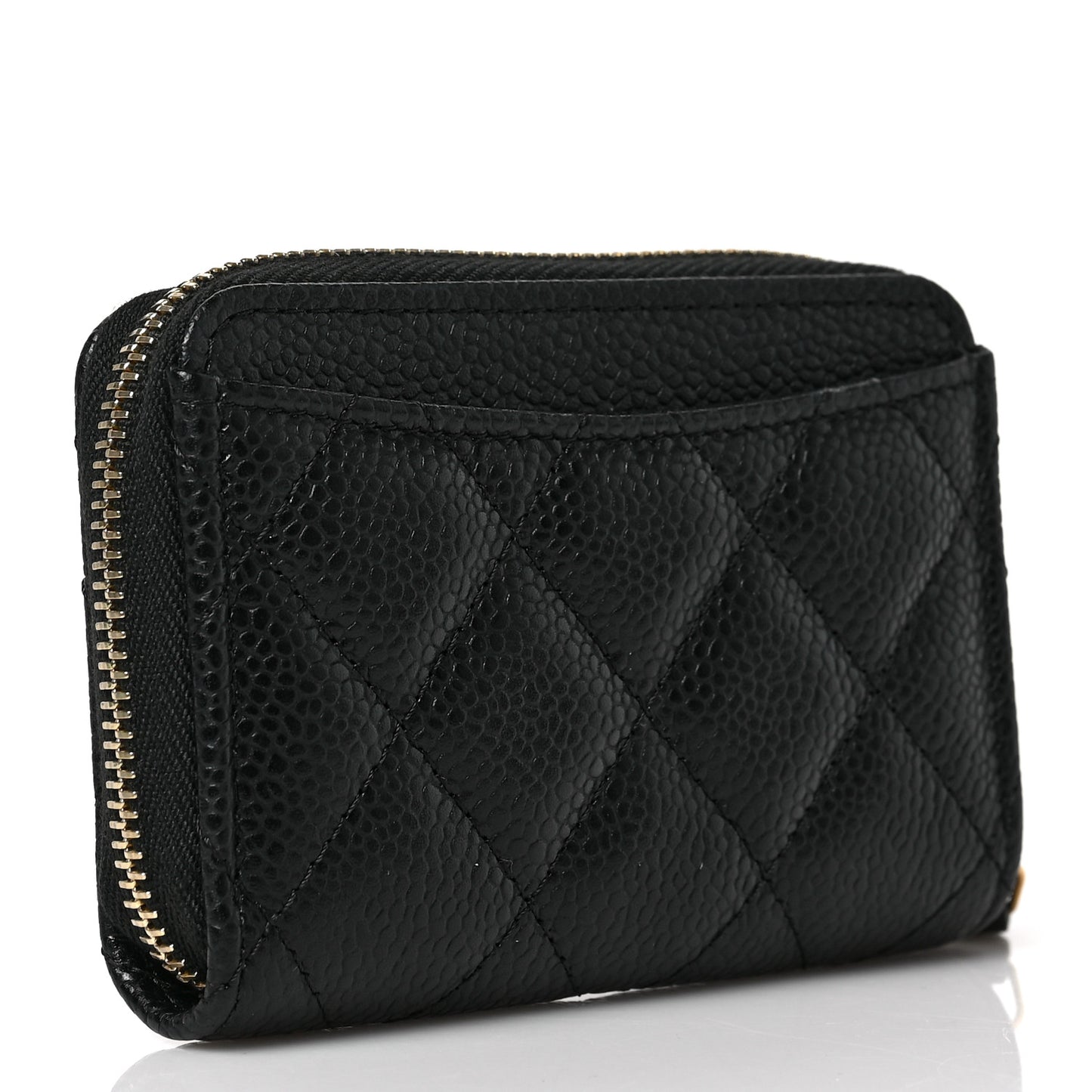 Caviar Quilted Zip Coin Purse Black