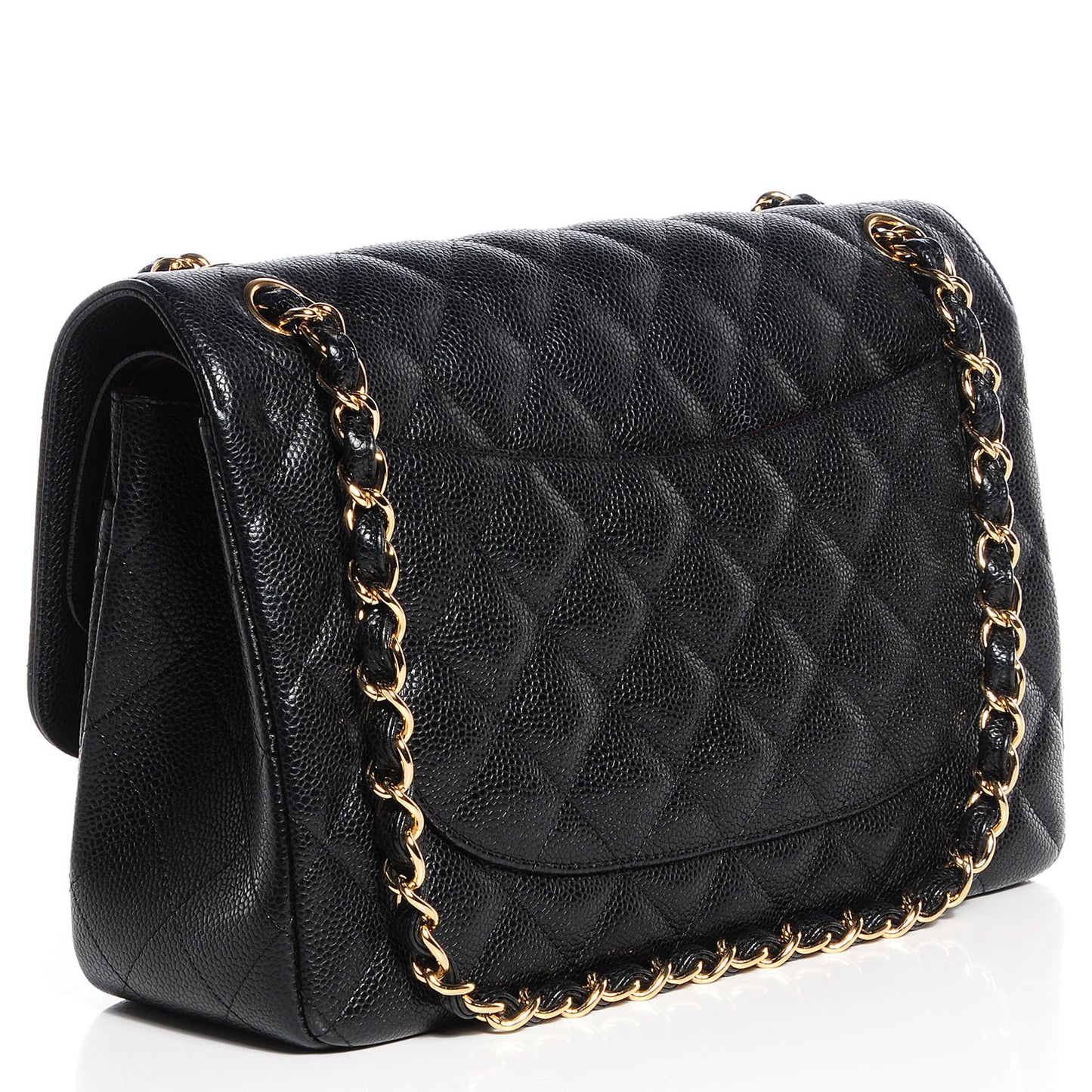 Caviar Quilted Jumbo Double Flap Black