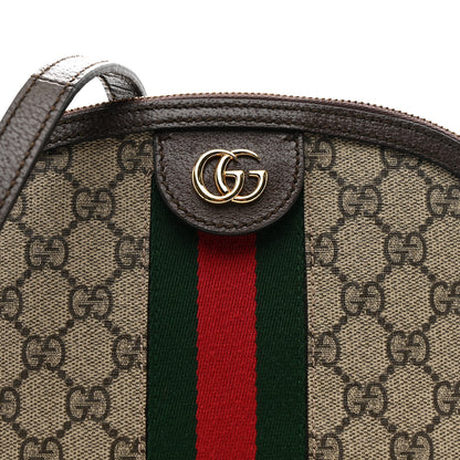 Gucci GG Supreme Monogram Textured Dollar Calfskin Web Small Ophidia Dome Shoulder Bag Beige Ebony New Acero 8 of 10