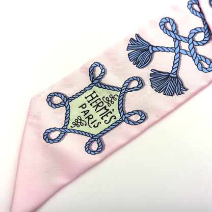 Hermes Silk Galons Et Brandebourg Twilly Rose Pale Bleu Jean 2 of 3