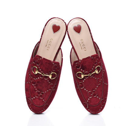 Gucci Velvet GG Monogram Womens Princetown Slippers 36 Red Cipria 5 of 11