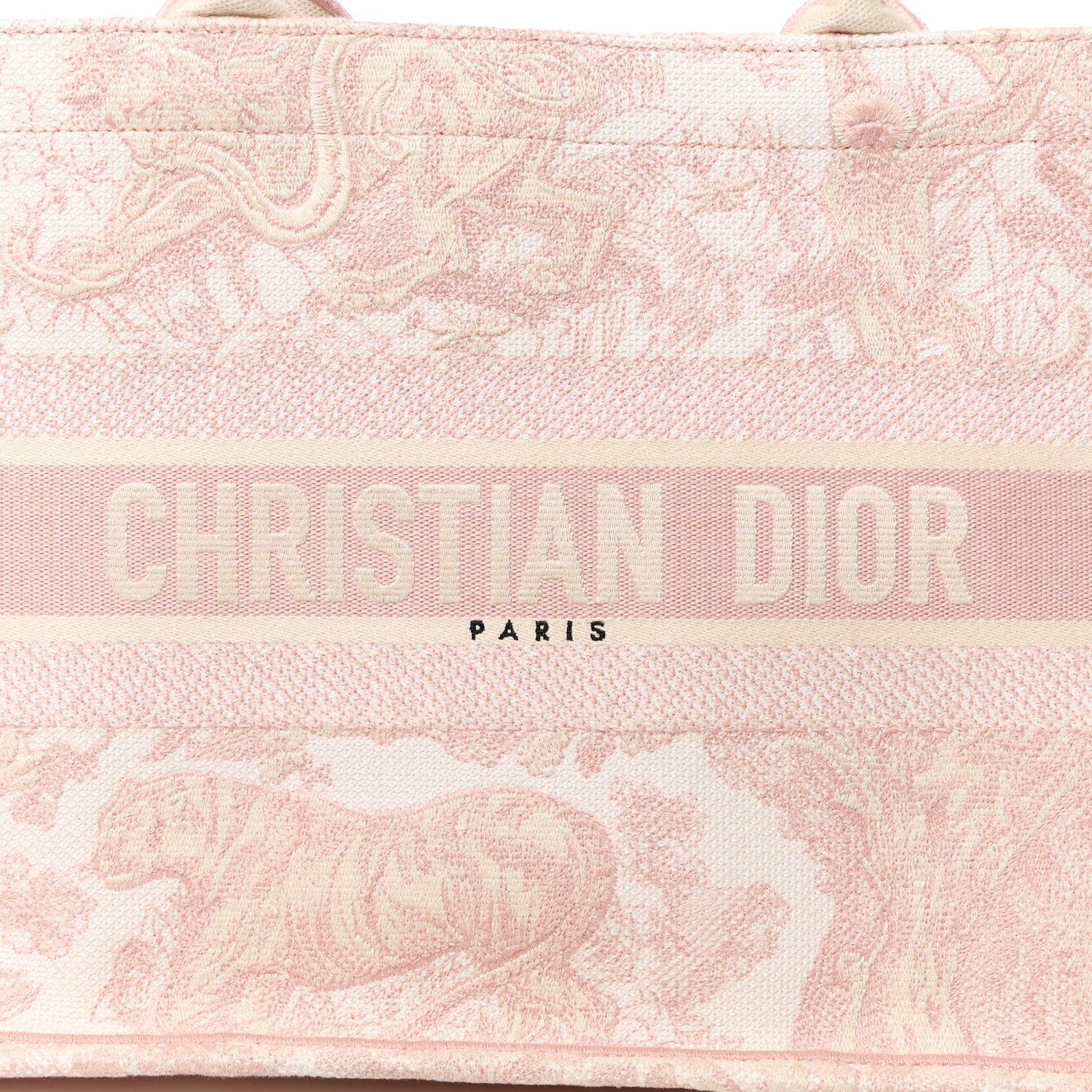 Christian Dior Canvas Embroidered Medium Dioriviera Toile De Jouy Book Tote Rose 8 of 10