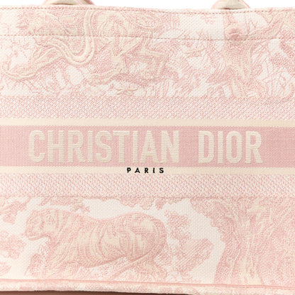 Christian Dior Canvas Embroidered Medium Dioriviera Toile De Jouy Book Tote Rose 8 of 10