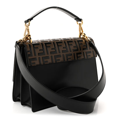 Fendi Vitello Liberty Bi-Color FF 1974 Embossed Kan U Shoulder Bag Black Maya 3 of 10