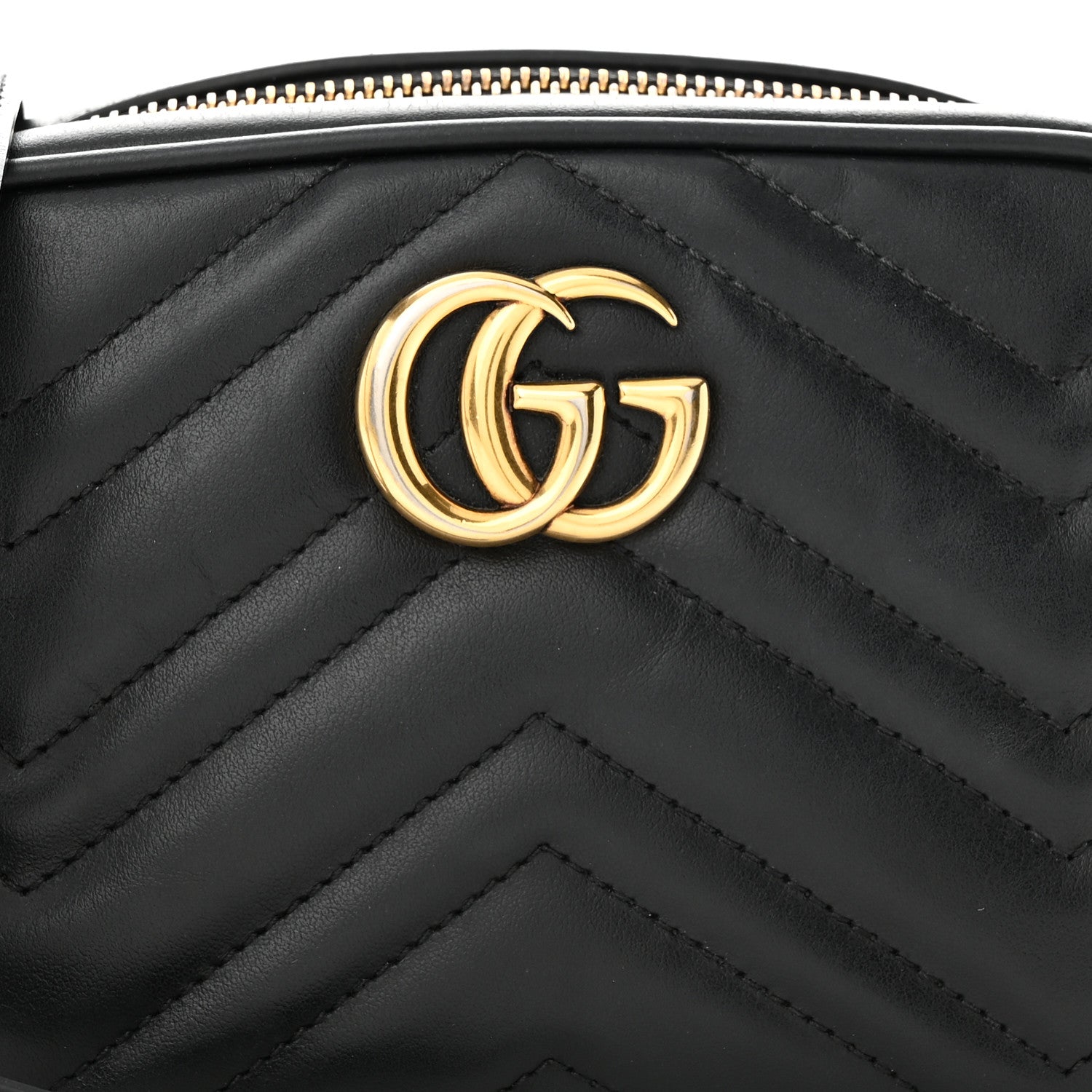 Gucci Calfskin Matelasse Mini GG Marmont Chain Shoulder Bag Black 8 of 11