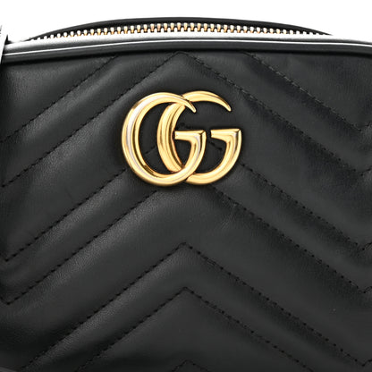 Gucci Calfskin Matelasse Mini GG Marmont Chain Shoulder Bag Black 8 of 11